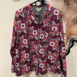 Vera Bradley‎ Rosewood Pajama Top Large Floral Zebra